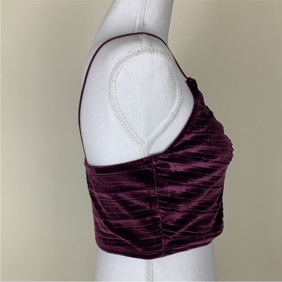 NEW WILD FABLE Dark Purple Ribbed Striped Velvet Crop Top Bralette Cami Tank XL - Picture 10 of 10